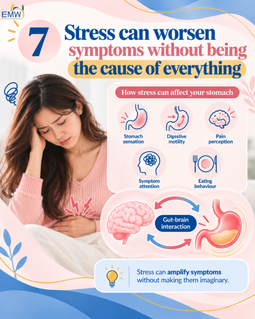 Stress can worsen symptoms without being the cause of everything