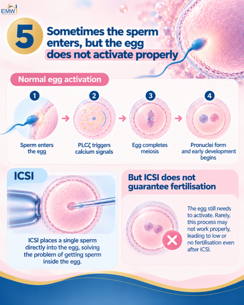 Sometimes the sperm enters, but the egg does not activate properly